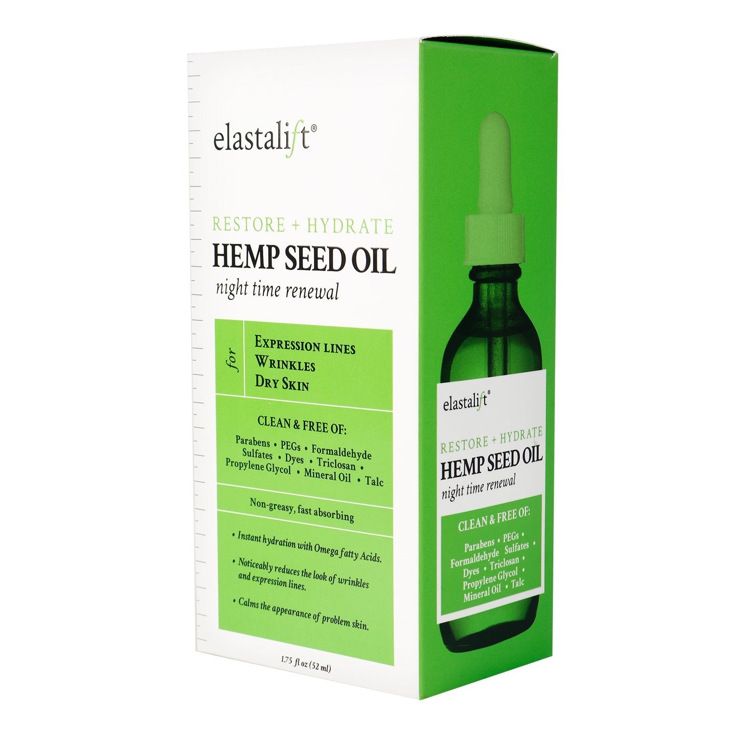 Elastalift Night Time Renewal Restore & Hydrate Hemp Seed Face Oil 1.75oz