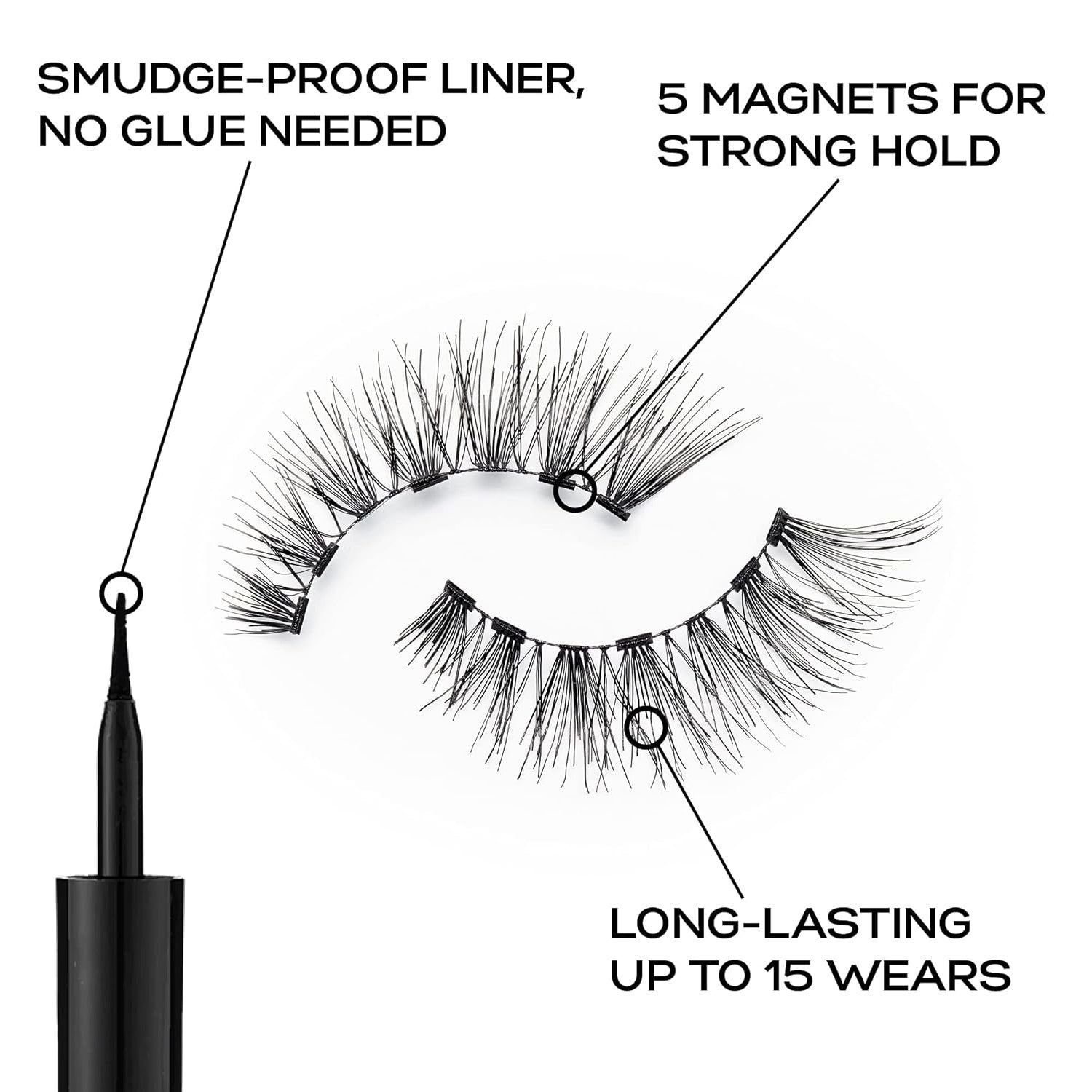 Eylure London Pro Magnetic Eyeliner & Lash System Natural Fiber Fluttery Light No.117 5 Magnets 0.084oz/ 2.5ml