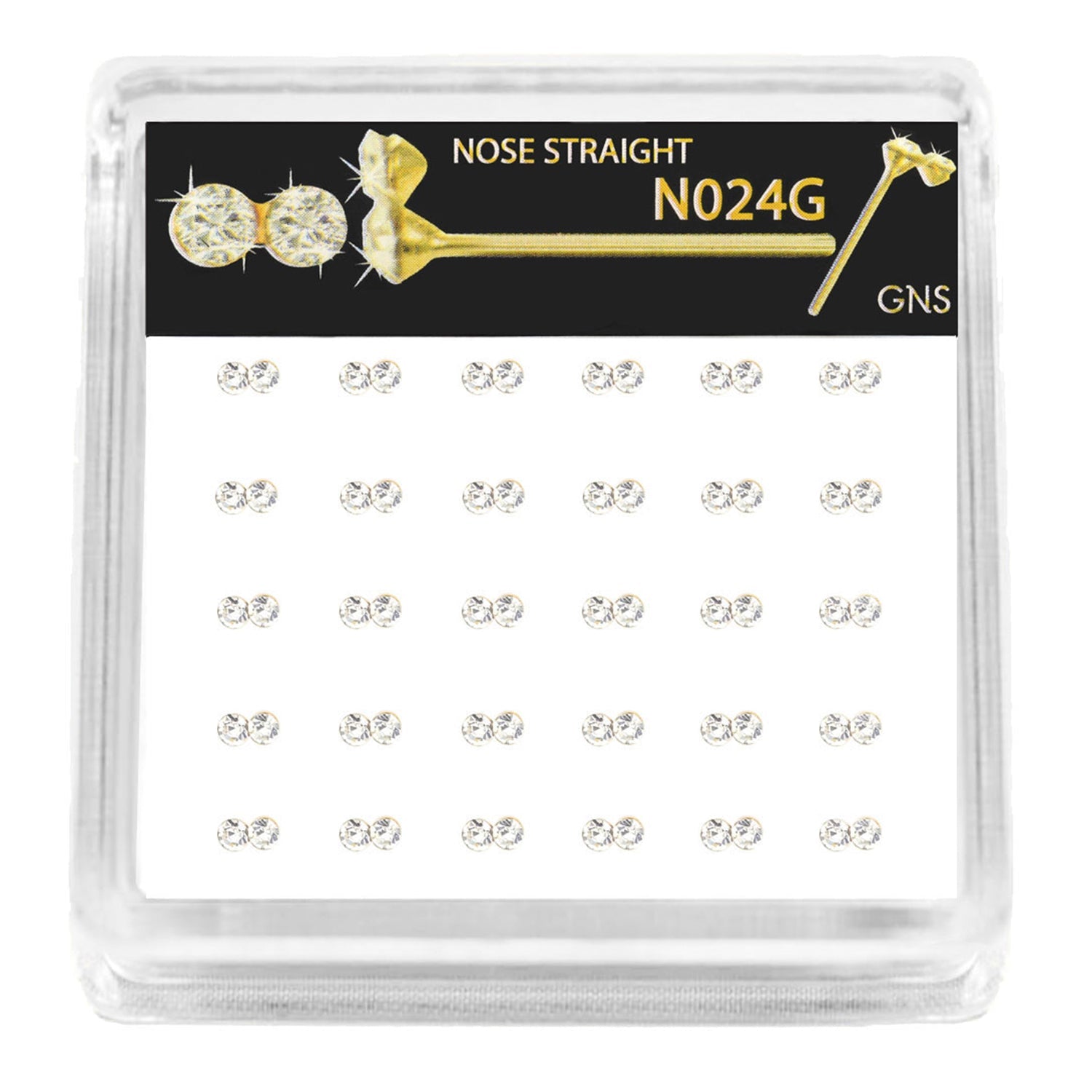 GNS Nose Straight 2 Stone 30pcs