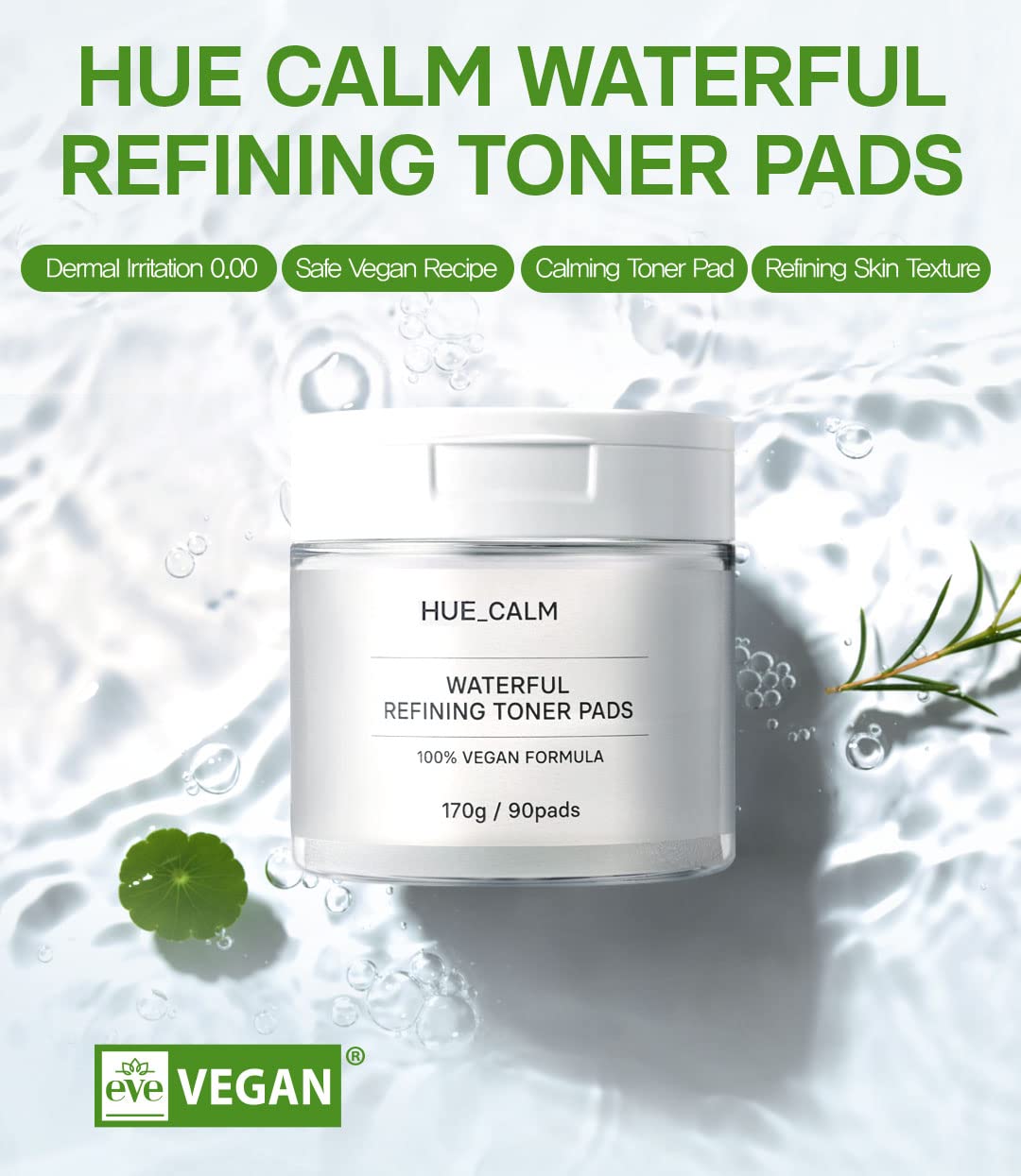 Huecalm Waterful Refining Toner Pads 90ct