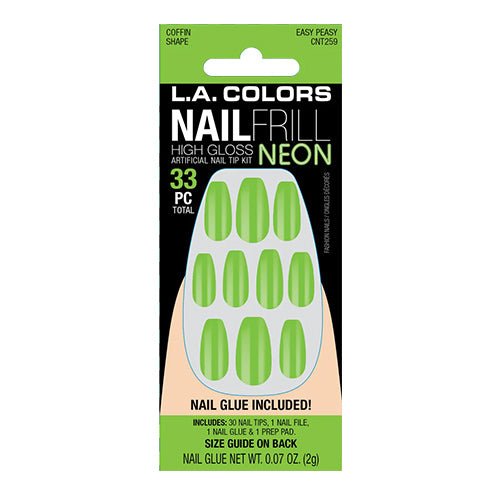 La Colors Glitzy Girl Nail Frill Neon High Gloss Nail Tip Kit 33 Nails
