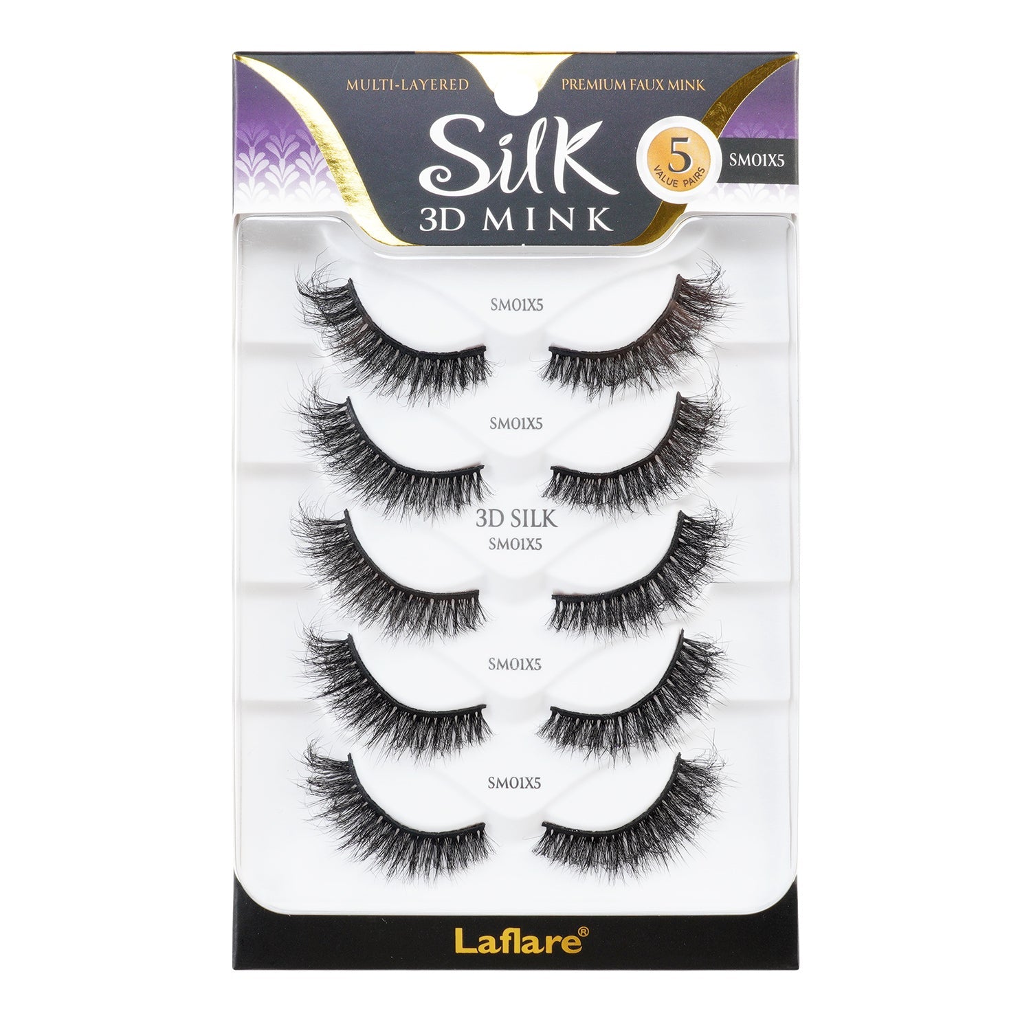 Laflare 3D Silk Mink Premium Faux Mink Eyelashes 5 Pairs