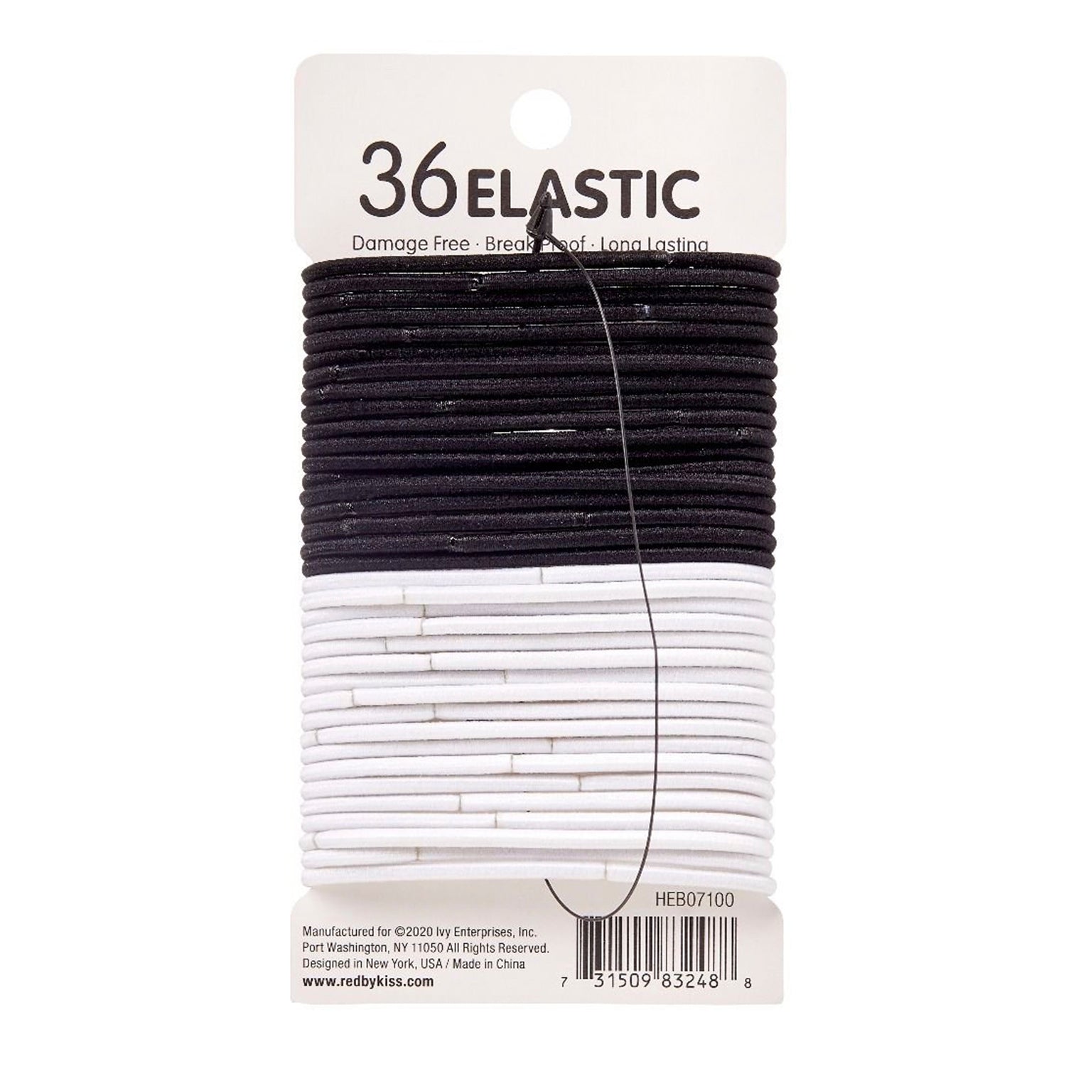 Red by Kiss Maximum Hold Elastic Black & White 2mm 36ct