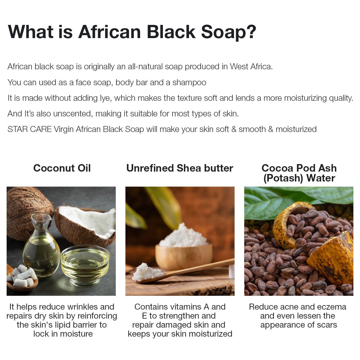 Star Care 100% Virgin African Black Soap