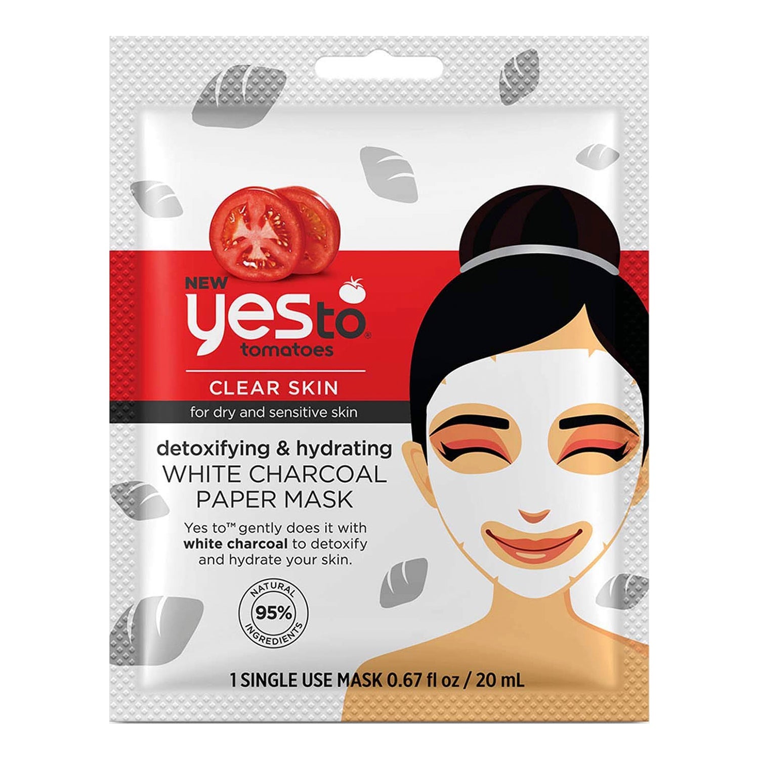Yes To Tomatoes Clear Skin Detoxifying & Hydrating White Charcoal Paper Mask