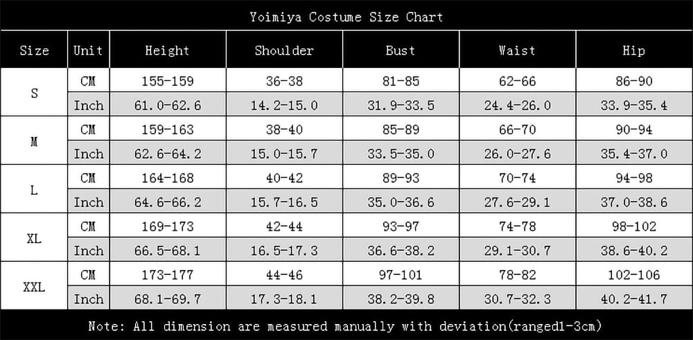 Yoimiya costume size
