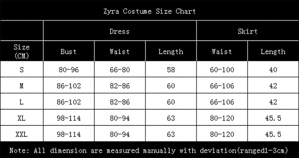 Zyra costume size