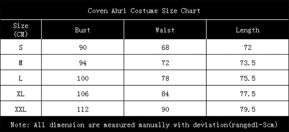 Coven Ahri costume size