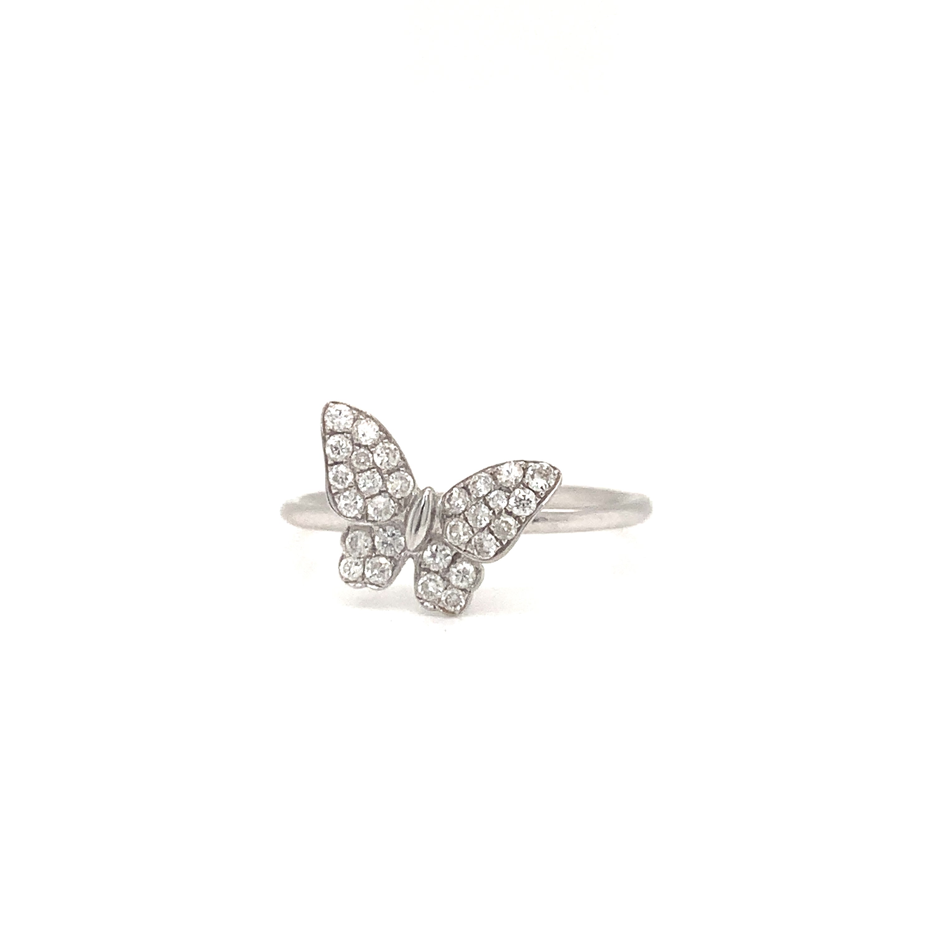 18 Karat White Gold Diamond Butterfly Ring