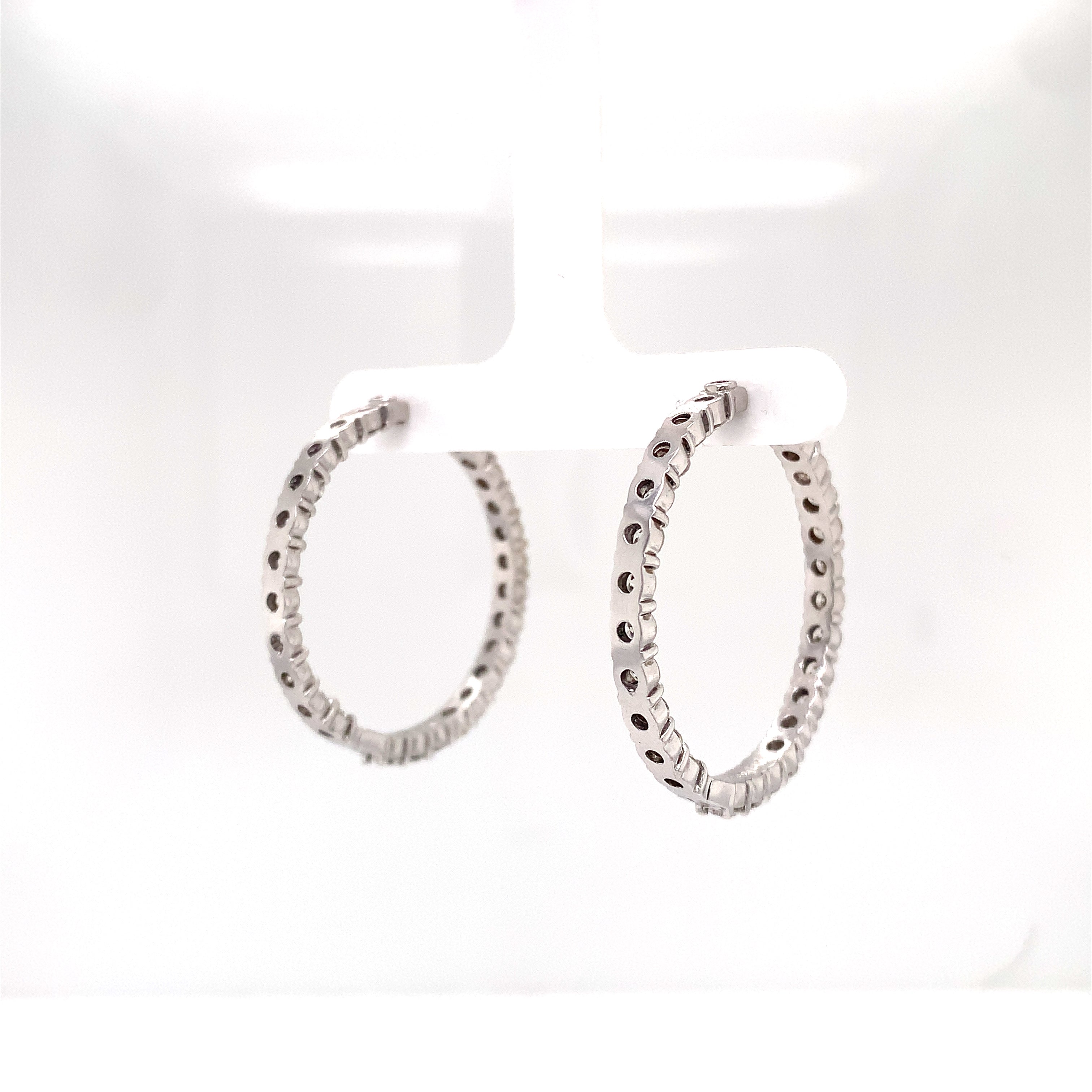 Diamond Inside Out Hoops Earrings 18K White Gold