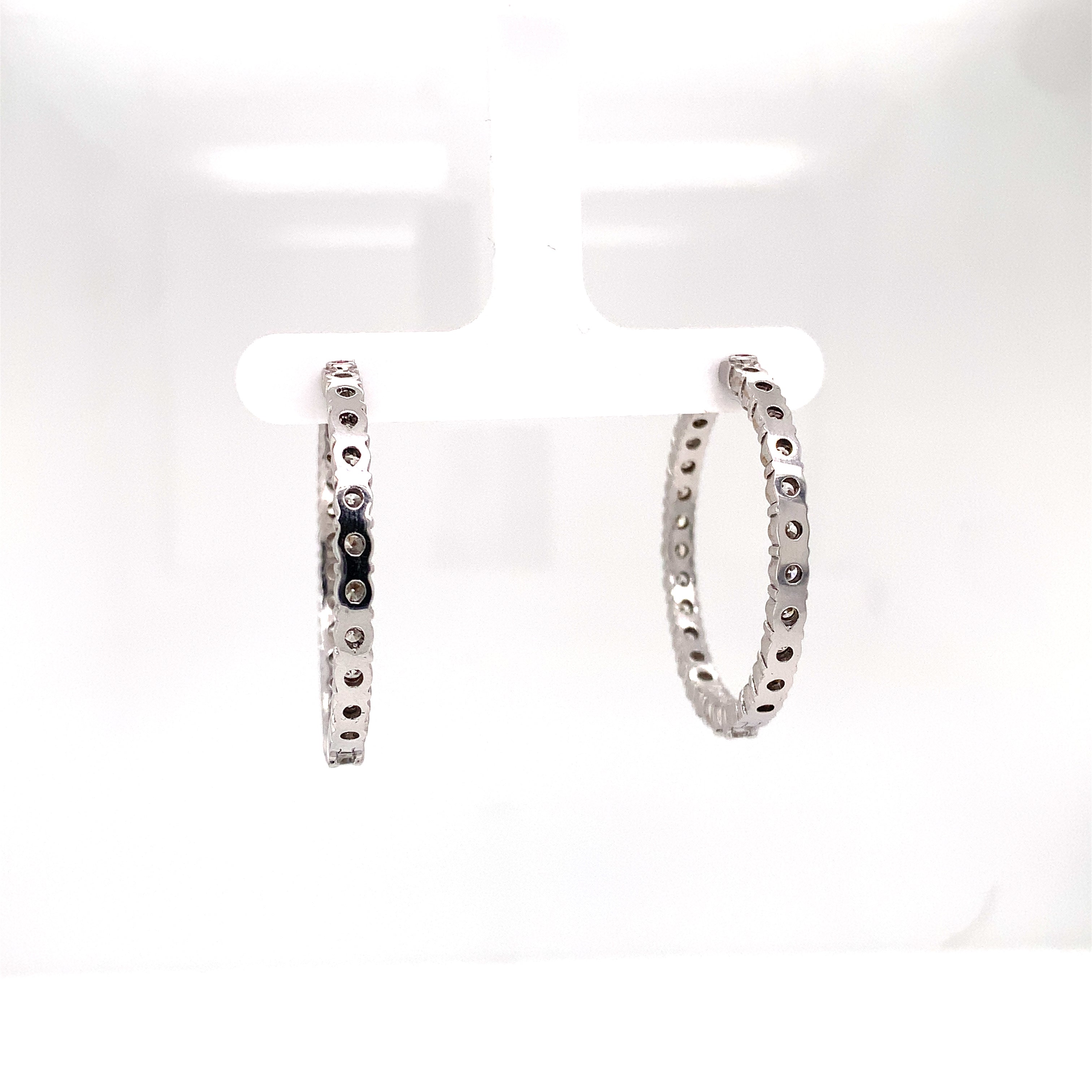 Diamond Inside Out Hoops Earrings 18K White Gold