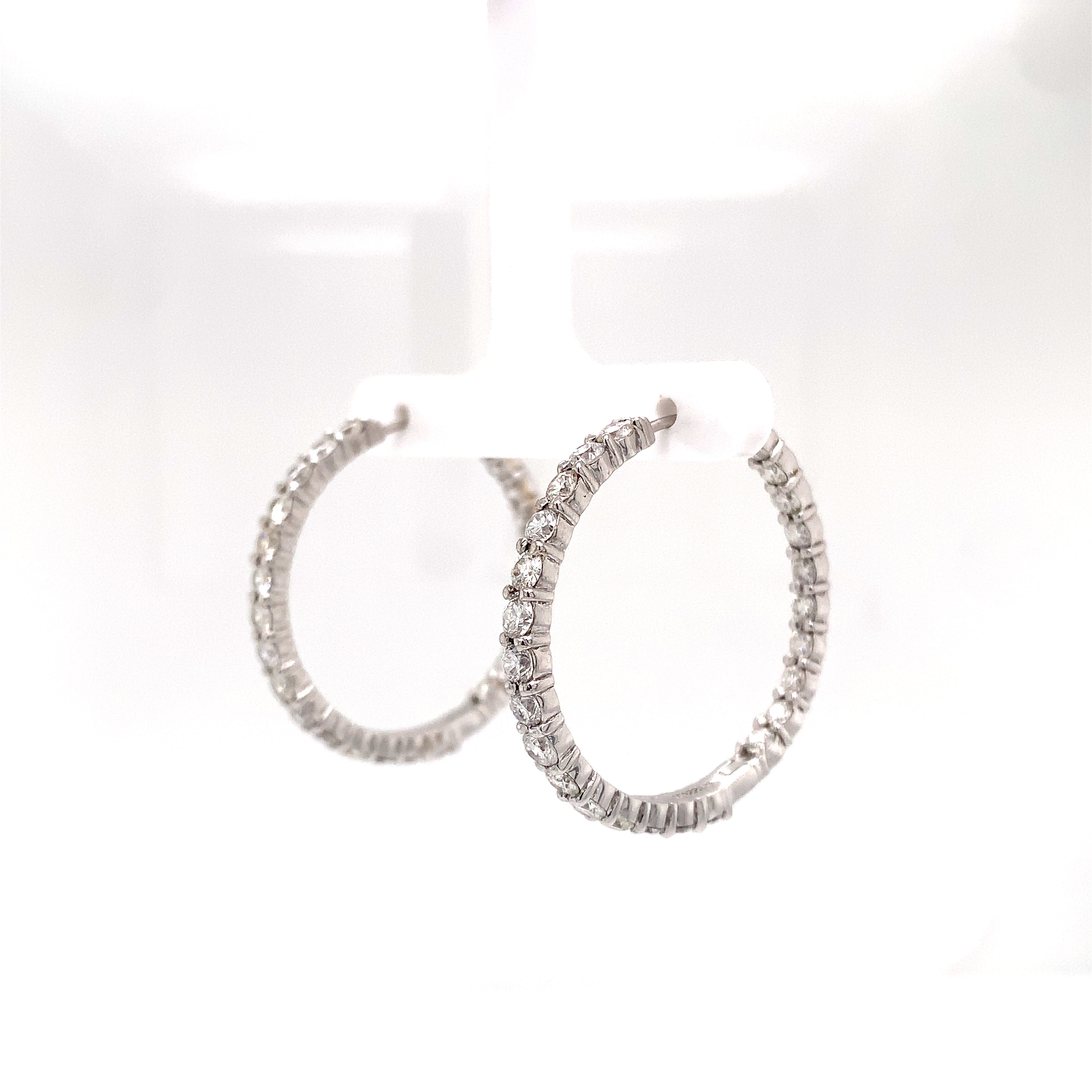 Diamond Inside Out Hoops Earrings 18K White Gold