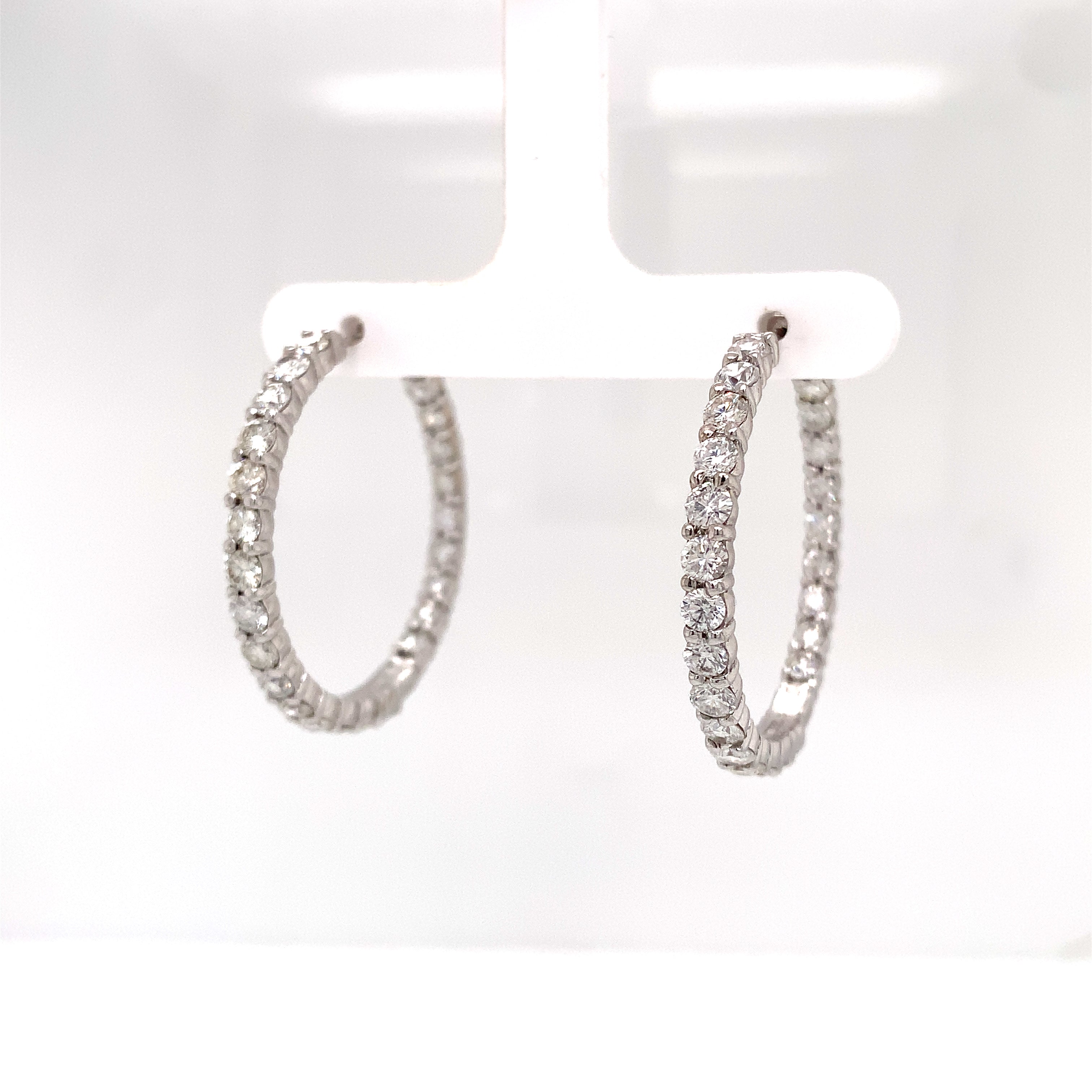 Diamond Inside Out Hoops Earrings 18K White Gold