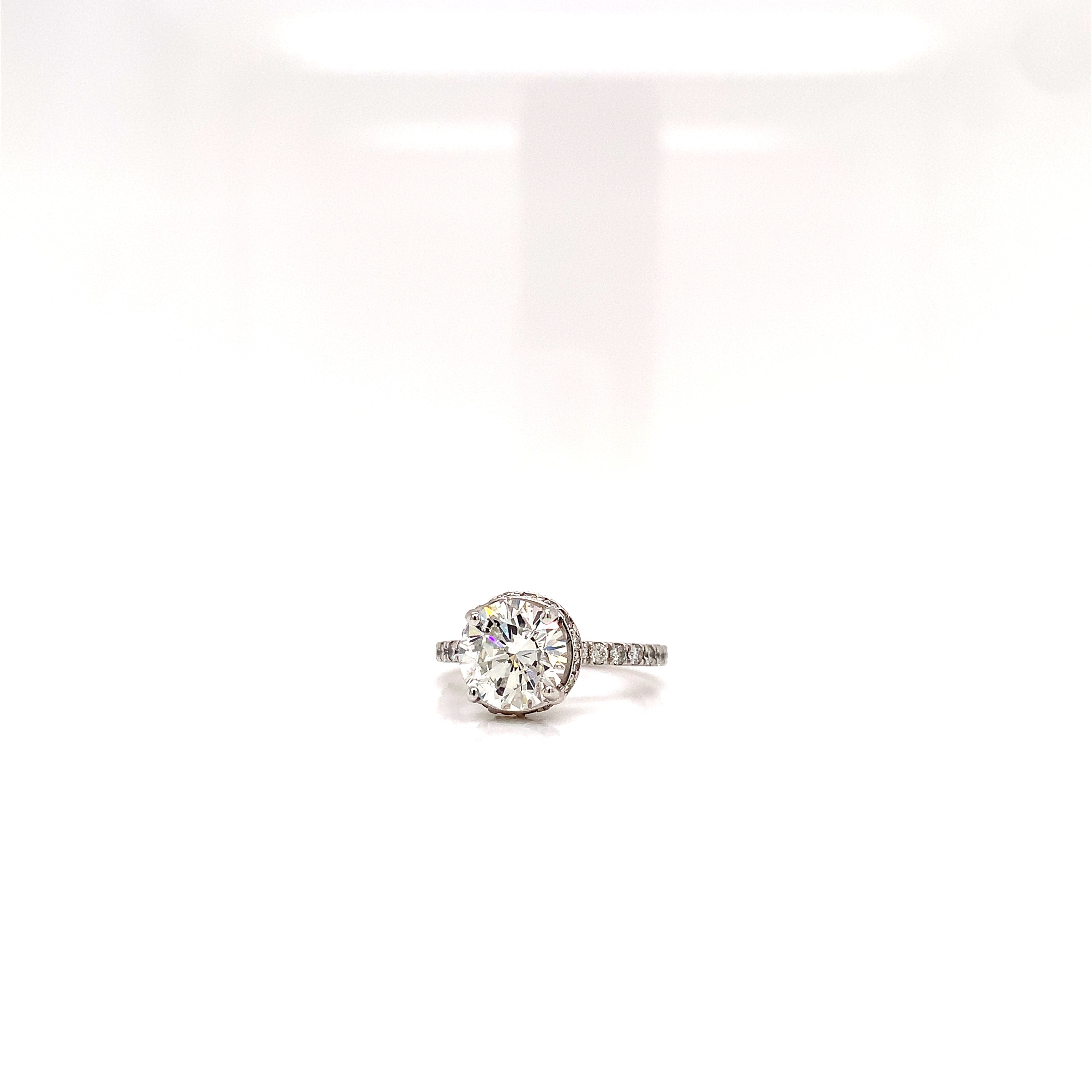 1.77 Carat Round Diamond Ring H SI3 with Halo 18K White Gold