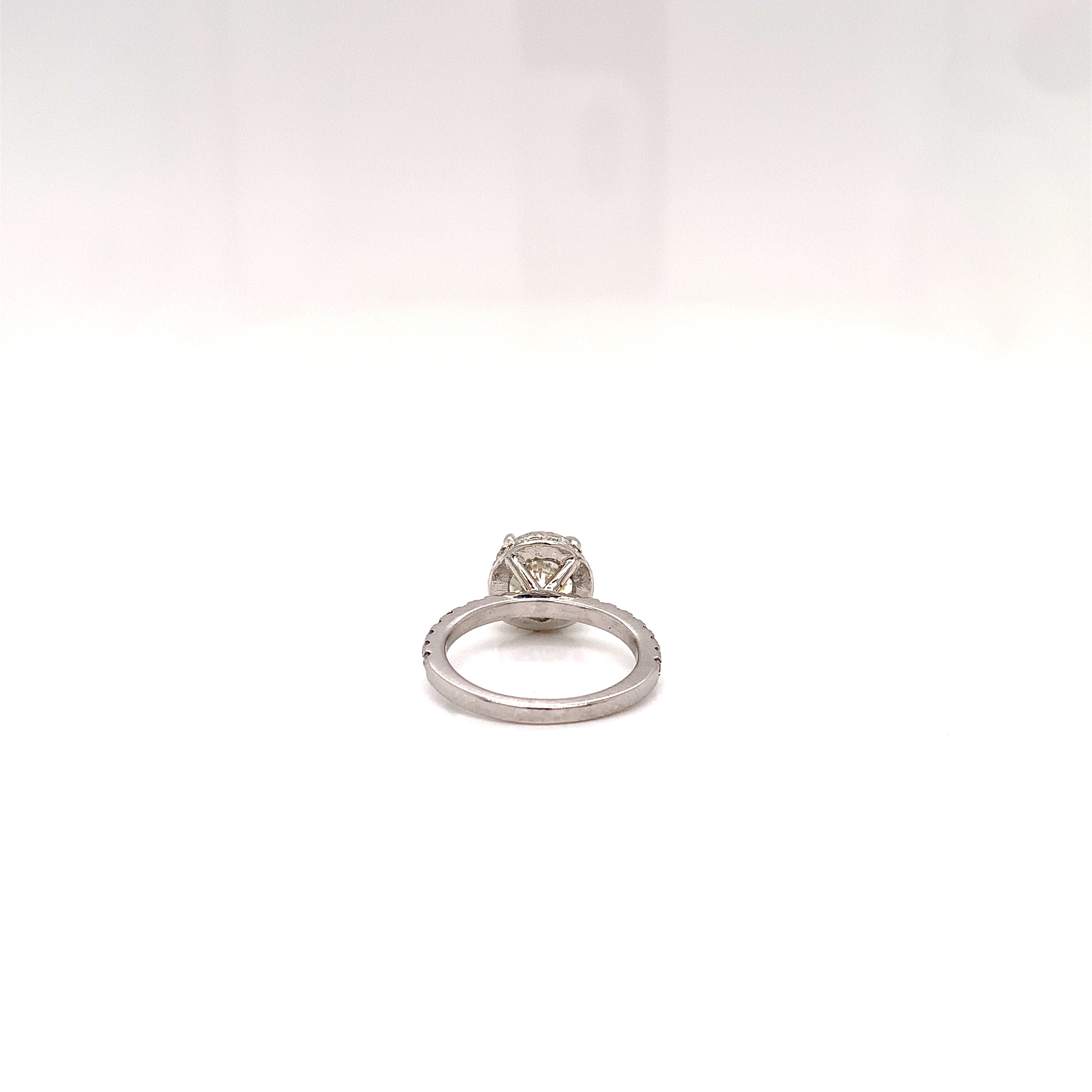 1.77 Carat Round Diamond Ring H SI3 with Halo 18K White Gold