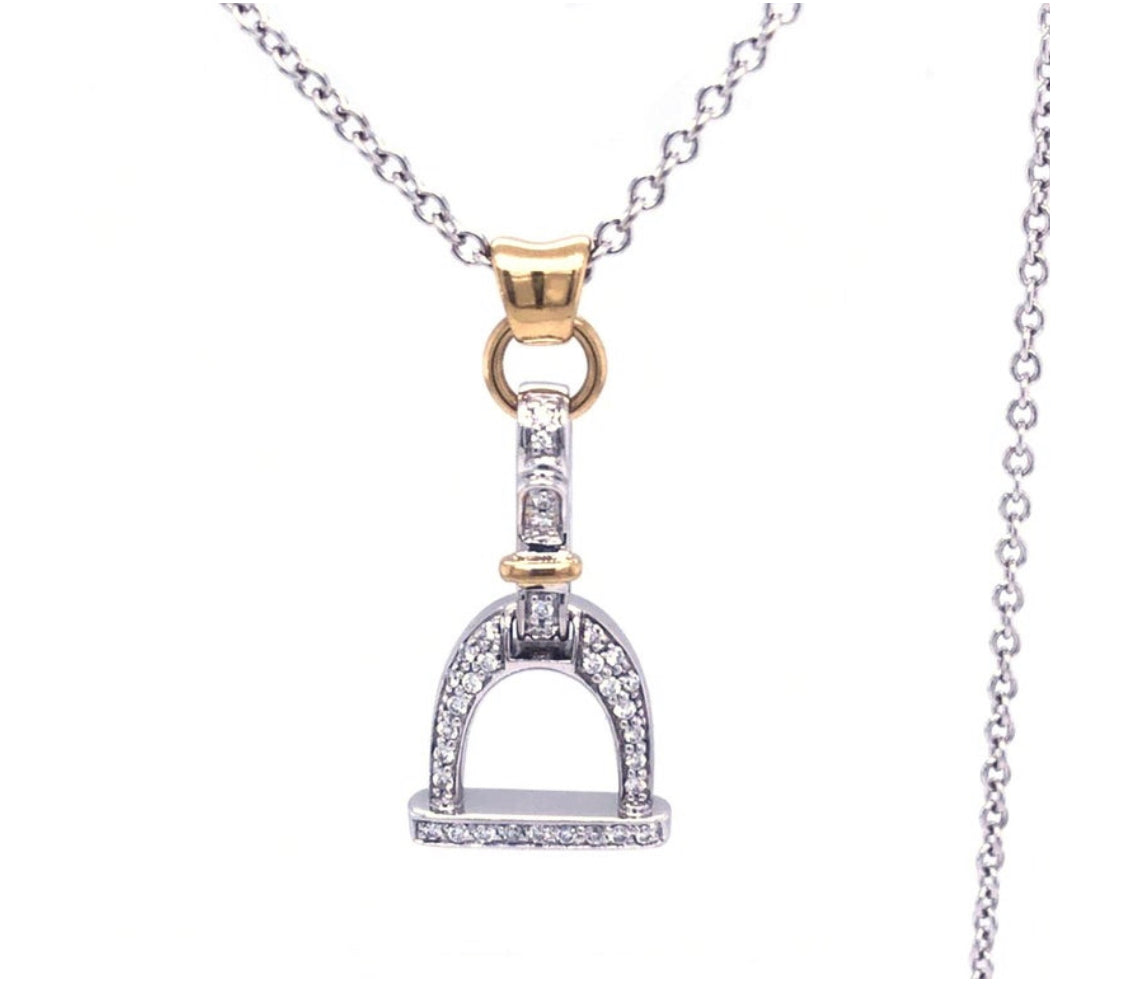 Robert Coin Diamond Pendant Necklace 17 Inches 0.30ct 18K White Gold Claw Clasp