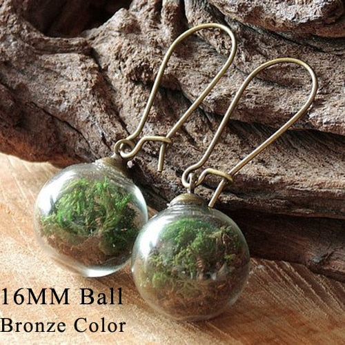 2pairs16MM Glass Globe Dandelion Seed Earrings Eco Earring Botanical Jewelry Nature Real Dried Flowers Dangle Earrings For Women