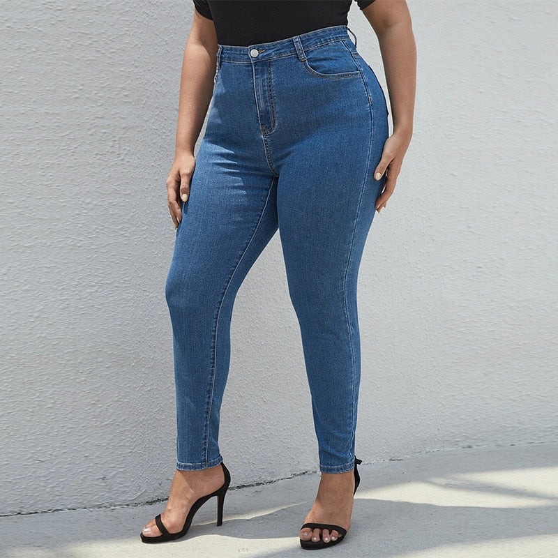 Curvy Size Skinny Jeans For Women High Waist Stretch Denim Casual Comfort