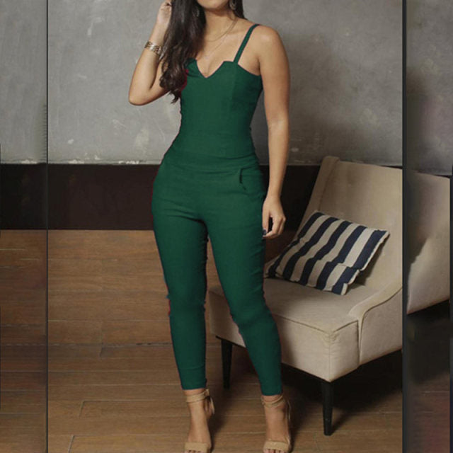 Summer Ladies Sling Sleeveless Sexy V-neck Jumpsuit