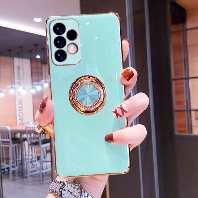 Luxury Phone Soft Silicone Case For Samsung Galaxy A52, A72, S21, S20 FE, Note 20, Ultra S10, 10 Plus, 9, A 52 with S Ring Holder