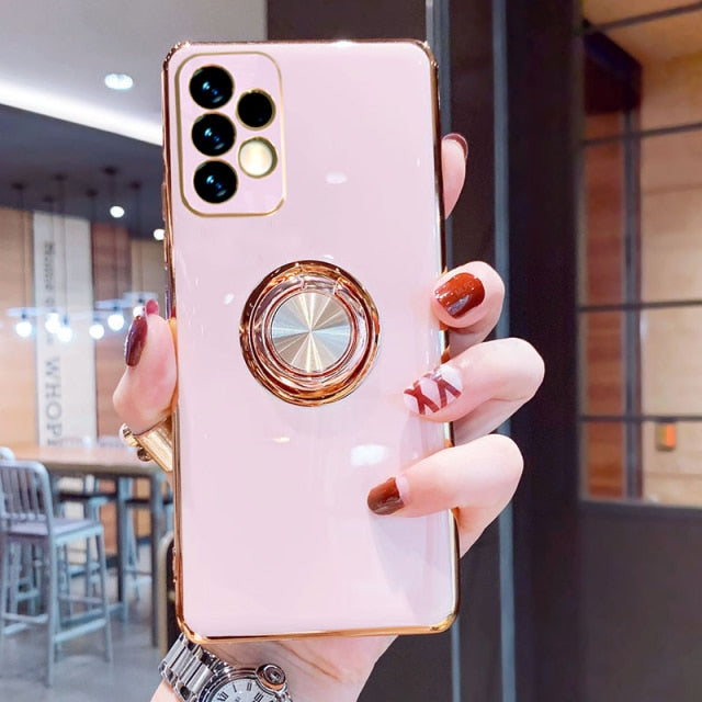 Luxury Phone Soft Silicone Case For Samsung Galaxy A52, A72, S21, S20 FE, Note 20, Ultra S10, 10 Plus, 9, A 52 with S Ring Holder