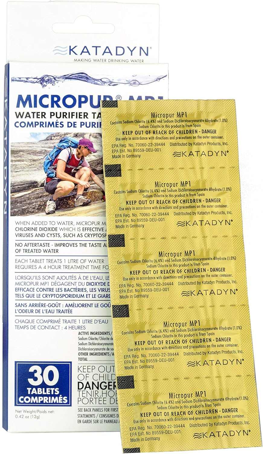 Katadyn Micropur MP1 Water Purification Tablets (30 Count)