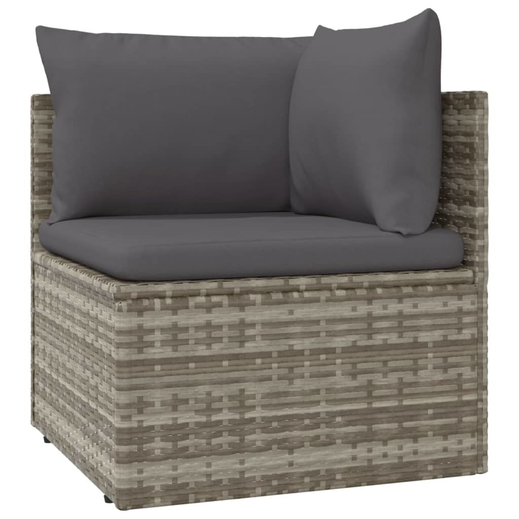 5 Piece Patio Lounge Set with Cushions Gray Poly Rattan