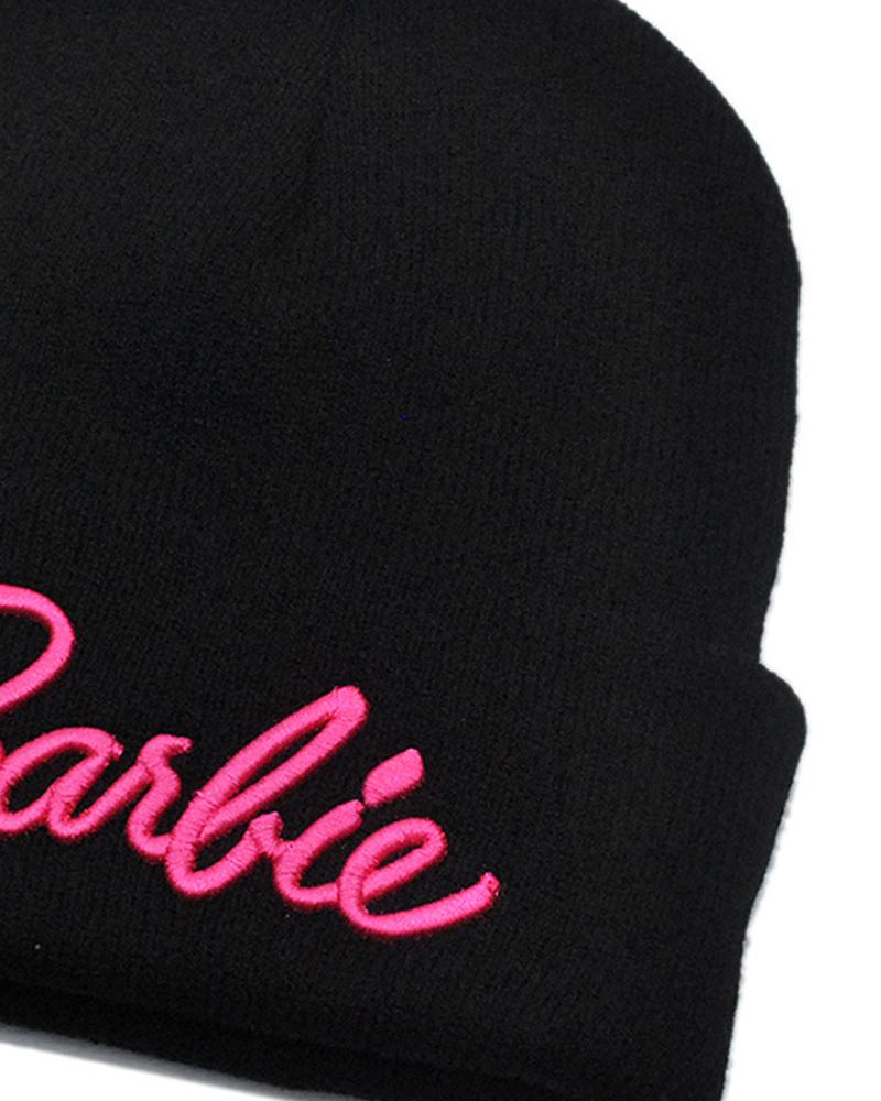 Barbie Letter Embroidery Winter Thermal Knit Hat