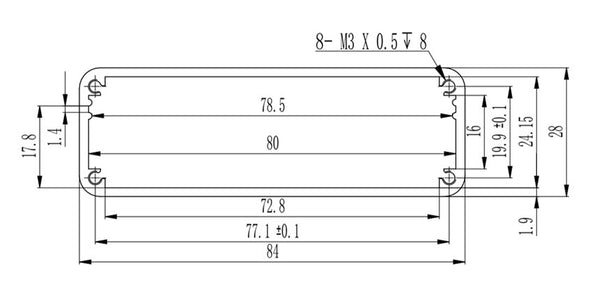 Dimensions of aluminum enclosure