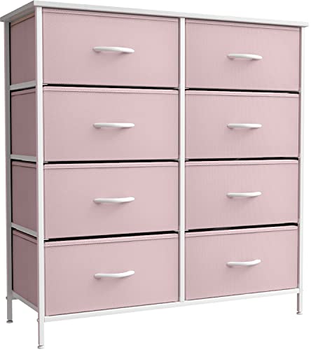 Sorbus Kids Dresser with 8 Drawers - Storage Unit Organizer Chest for Clothes - Bedroom, Kids Room, Nursery, & Closet (Pink, 31.5 x 12 x 32-8 Drawer)