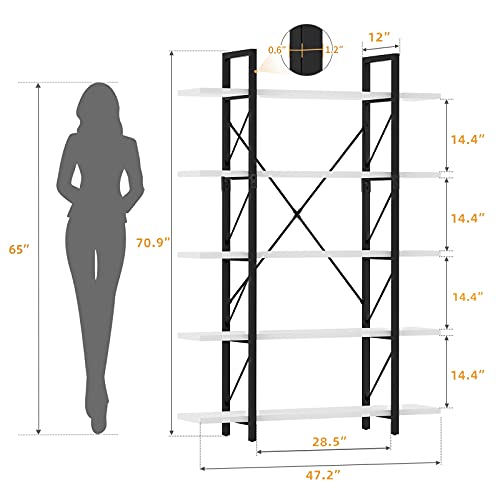 5 Tier Bookcase, Artsy Modern Bookshelf