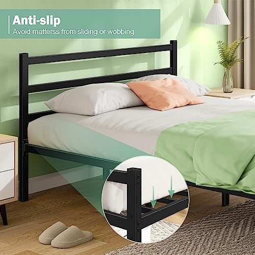 Queen Bed Frame with Headboard & Footboard, 14 Inch Sturdy Metal Platform Bed Frame Queen Size Mattress