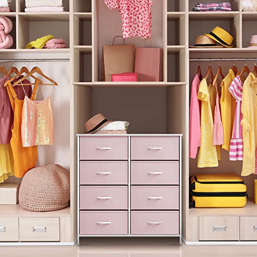 Sorbus Kids Dresser with 8 Drawers - Storage Unit Organizer Chest for Clothes - Bedroom, Kids Room, Nursery, & Closet (Pink, 31.5 x 12 x 32-8 Drawer)