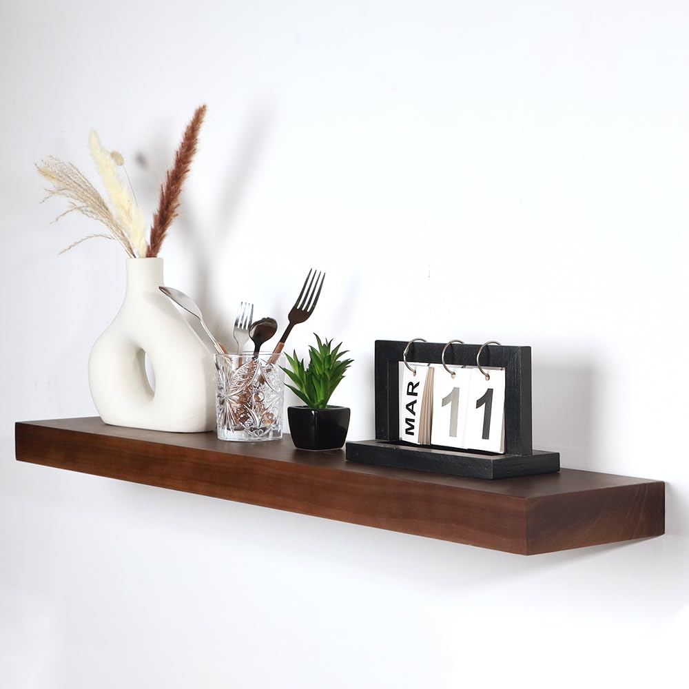Floating Shelves Heavy Duty Hidden Bracket for Multiple Wall Surfaces Natural Solid Pine Wood