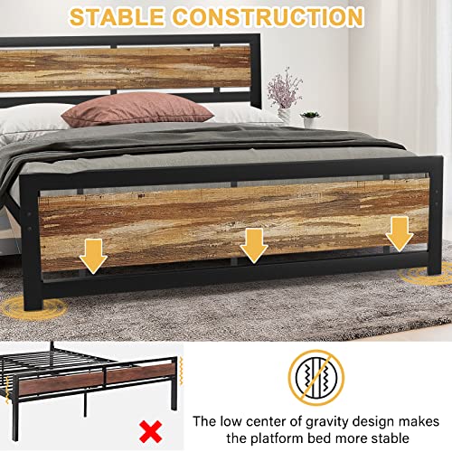 Platform Queen Bed Frame, Heavy Duty Queen Size Bed Frame with Headboard and Footboard