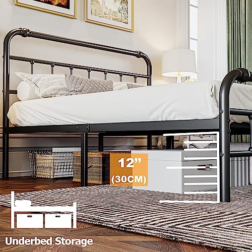 Twin XL Bed Frame, with Headboard and Footboard,14 Inch High 2500lbs Metal Platform