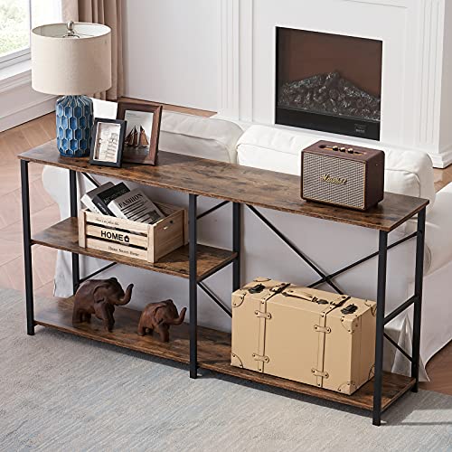 Console Table for Entryway, Rustic Long Sofa Table with Shelf