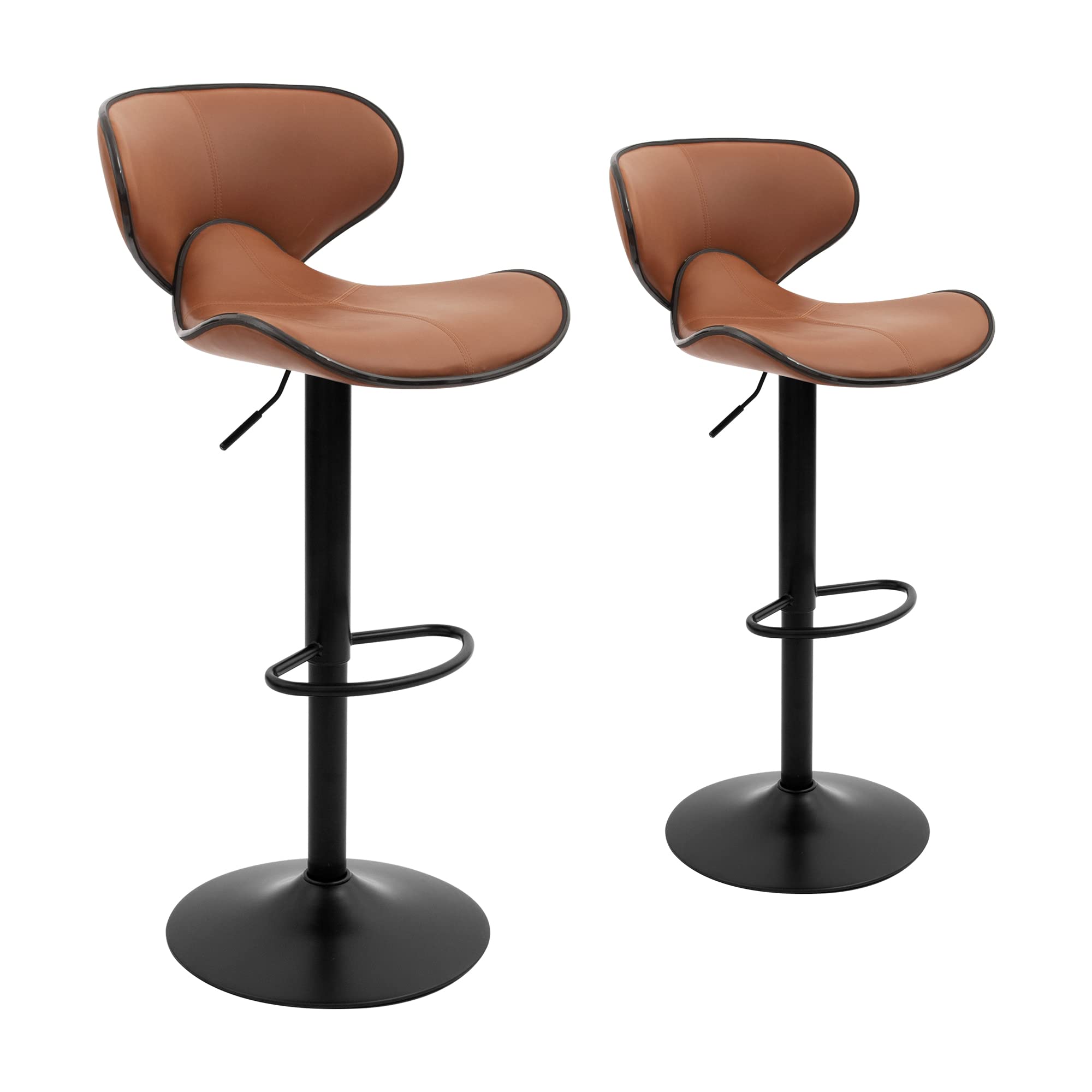 Swivel Adjustable Barstool, Counter Height Chairs w/Backrest and Footrest for Bar, Set of 2