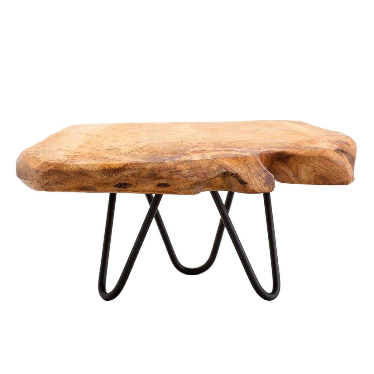 Natural Edge Wooden Stand with Hairpin Legs for Displaying Cakes, Plants, Candles