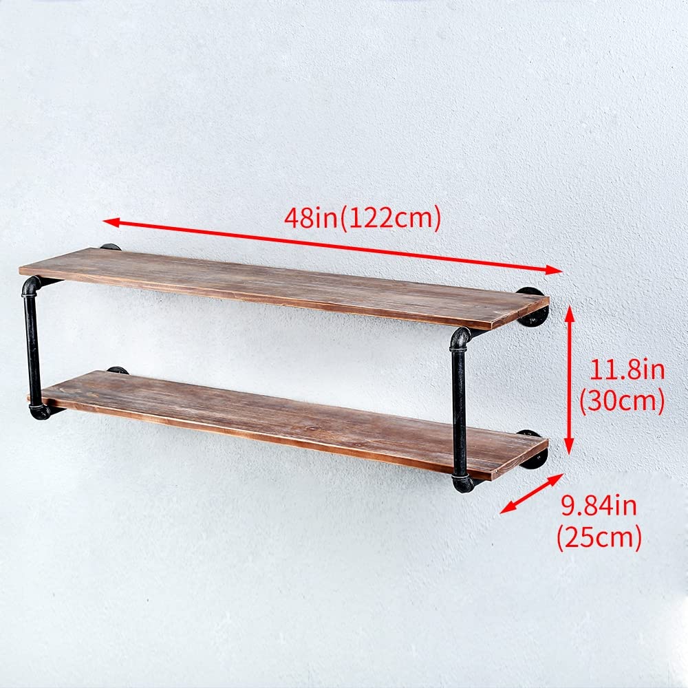 Floating Shelves for Wall Industrial Pipe Shelving, Pipe Shelves with Wood Shelf