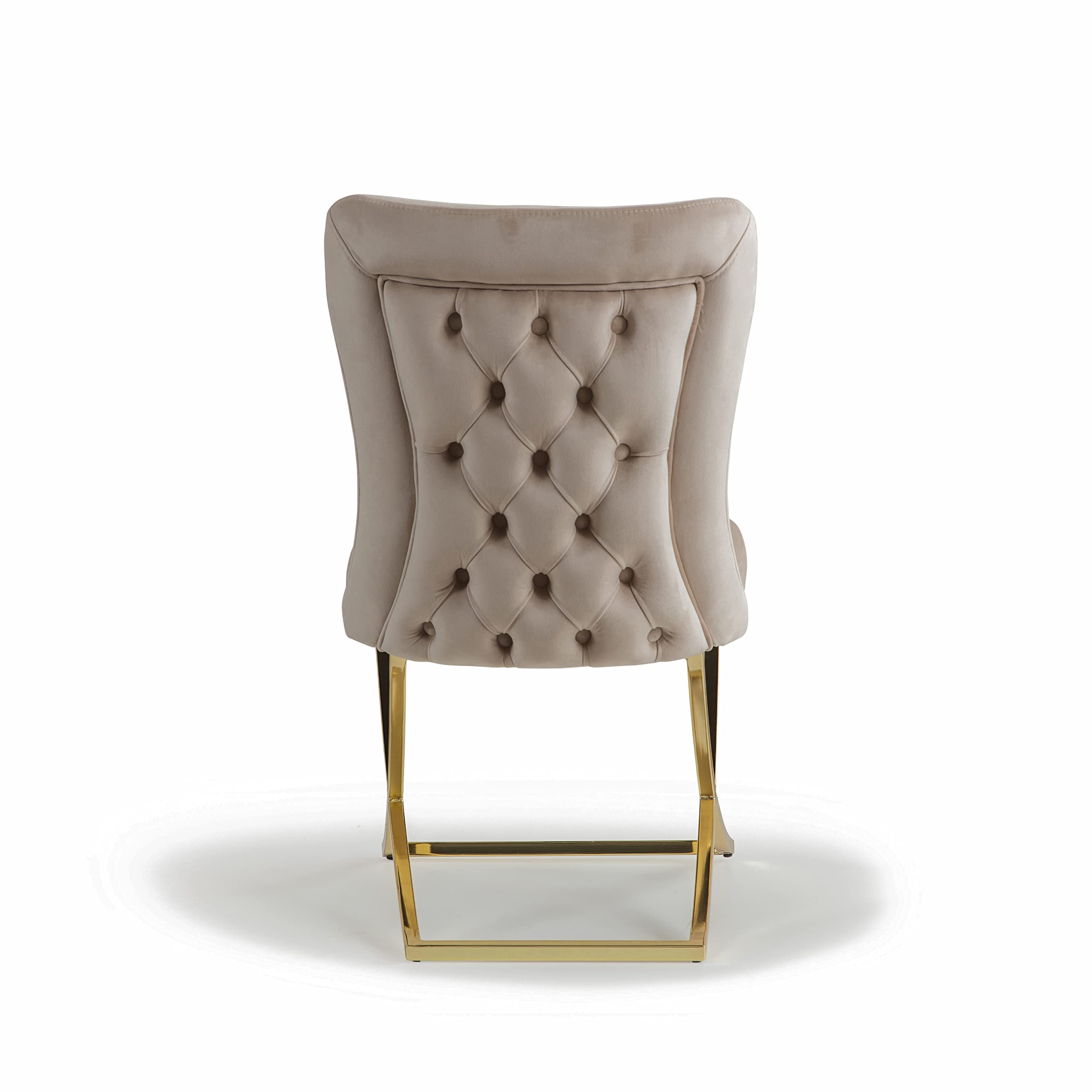 Royal Collection Dining Chair, Set of 4, Microfiber, Beige/Gold Legs