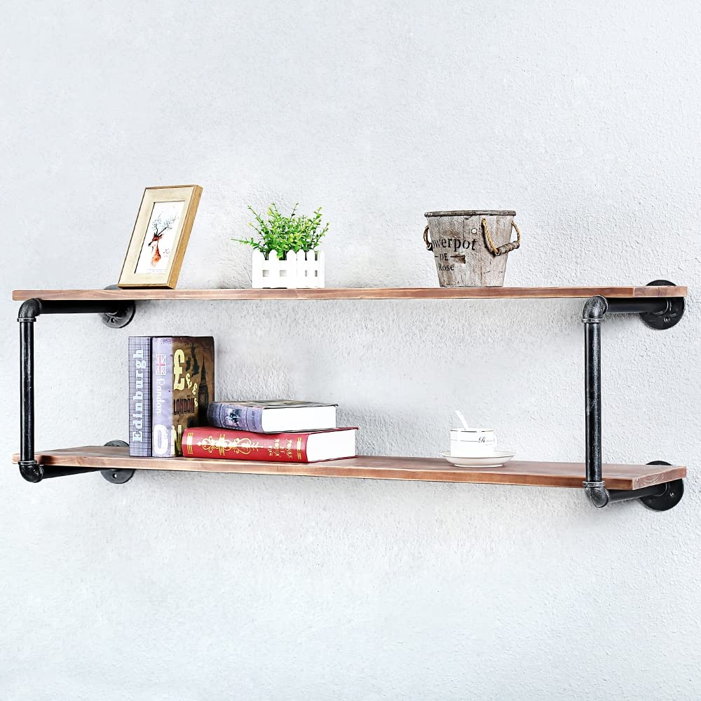 Floating Shelves for Wall Industrial Pipe Shelving, Pipe Shelves with Wood Shelf