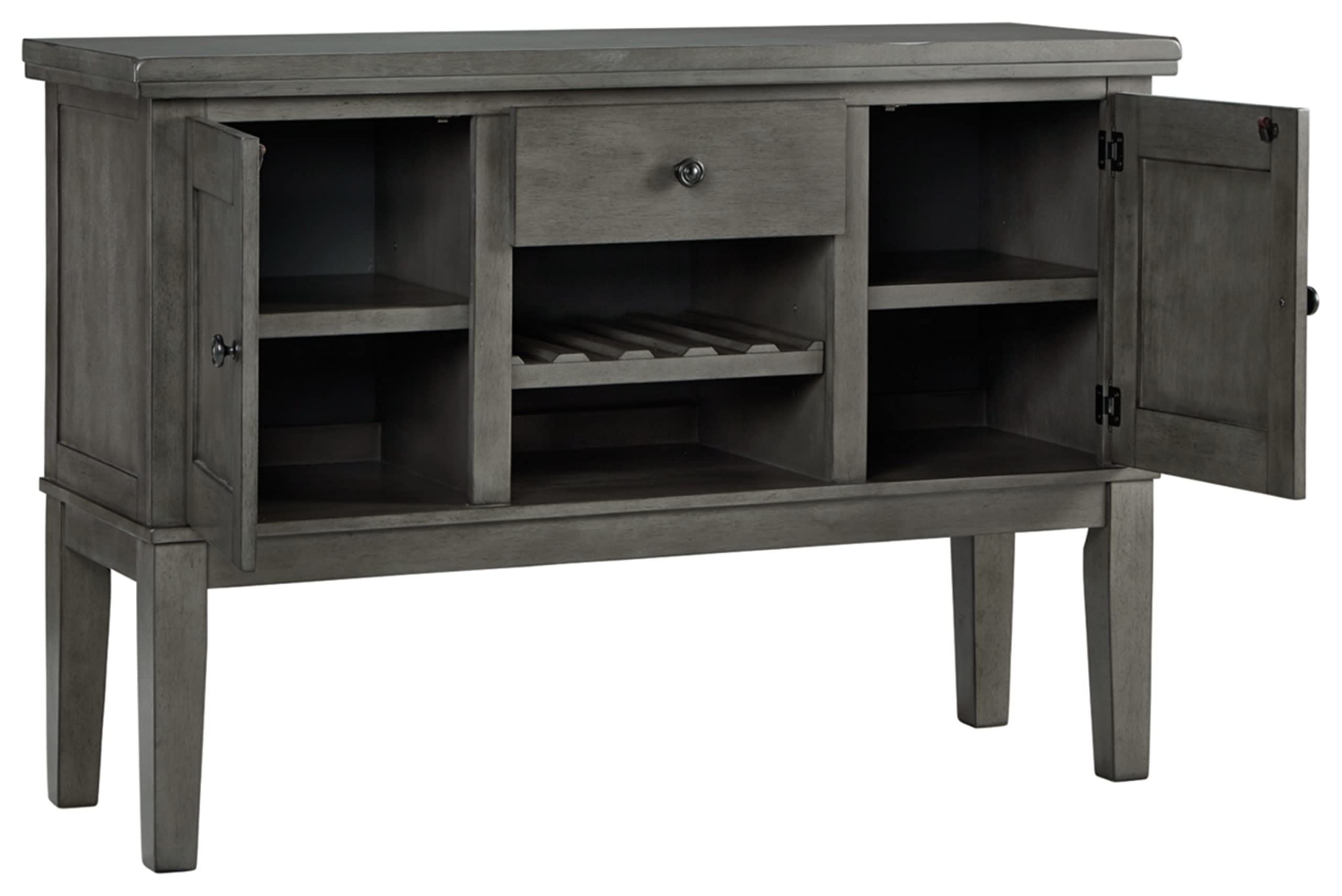 Hallanden Dining Room Server with Wine Rack, Weathered Gray