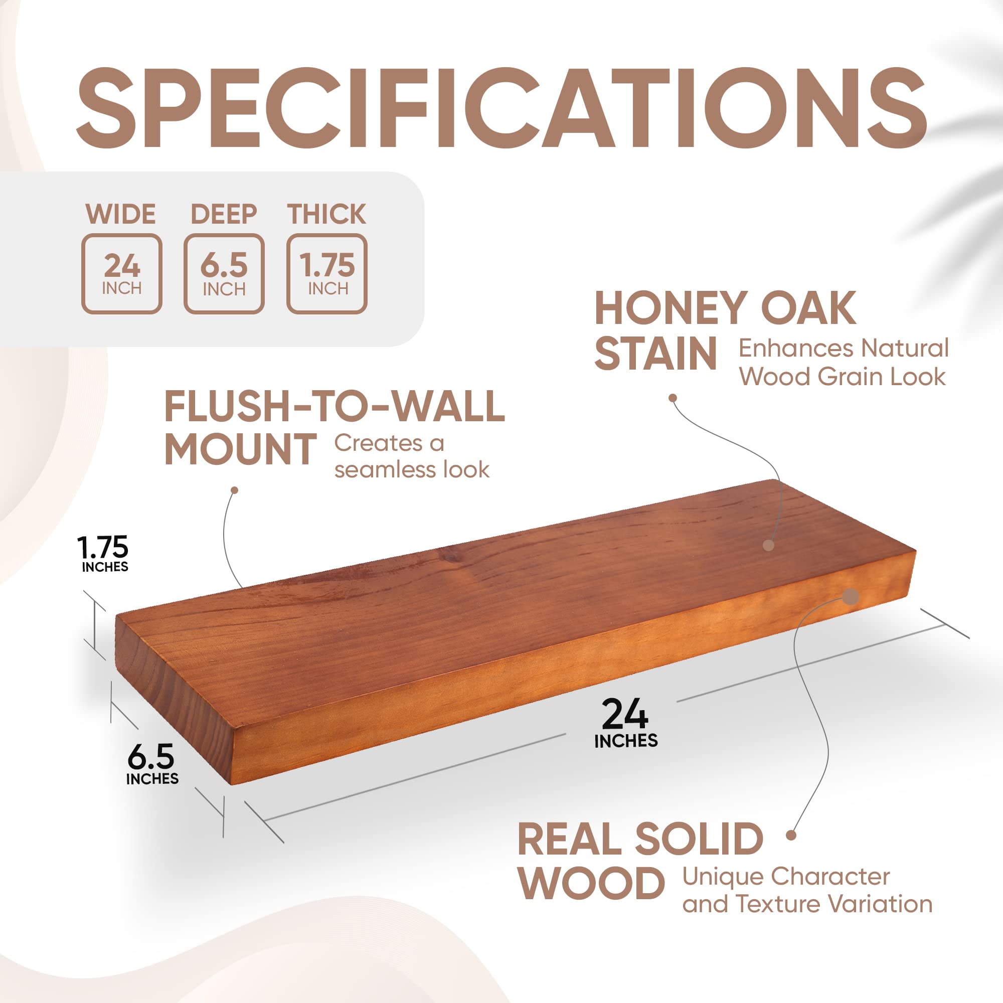 Rustic Farmhouse Floating Shelves - Bathroom Wooden Shelves for Wall Mounted