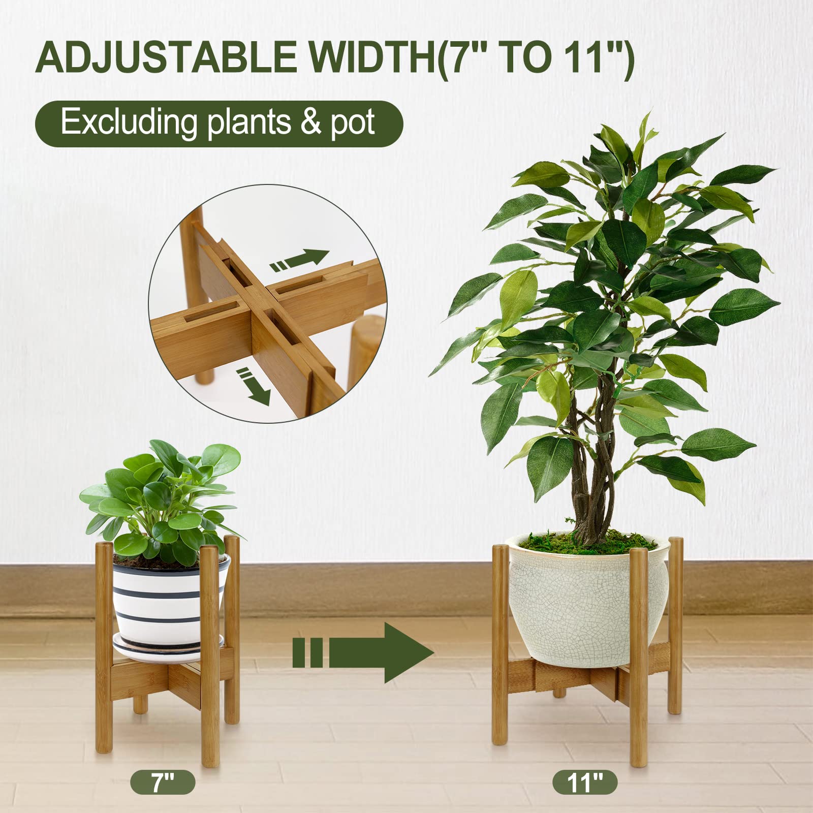 1 Pack Adjustable Plant Stand Indoor, 11.8 in Mid Century Plant Holder