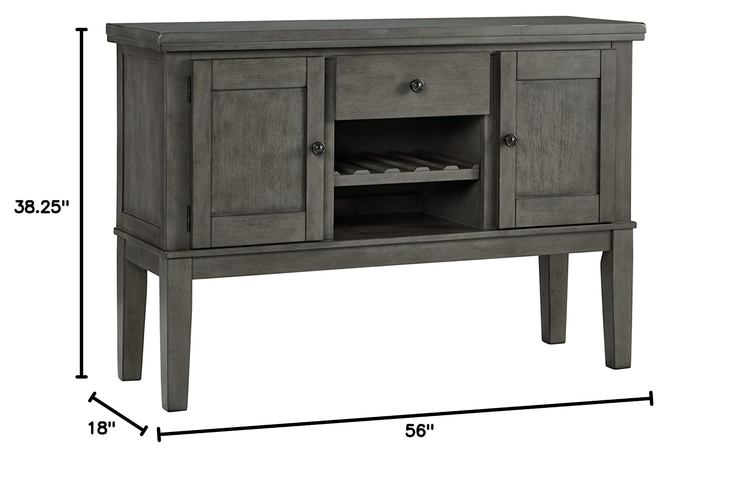 Hallanden Dining Room Server with Wine Rack, Weathered Gray