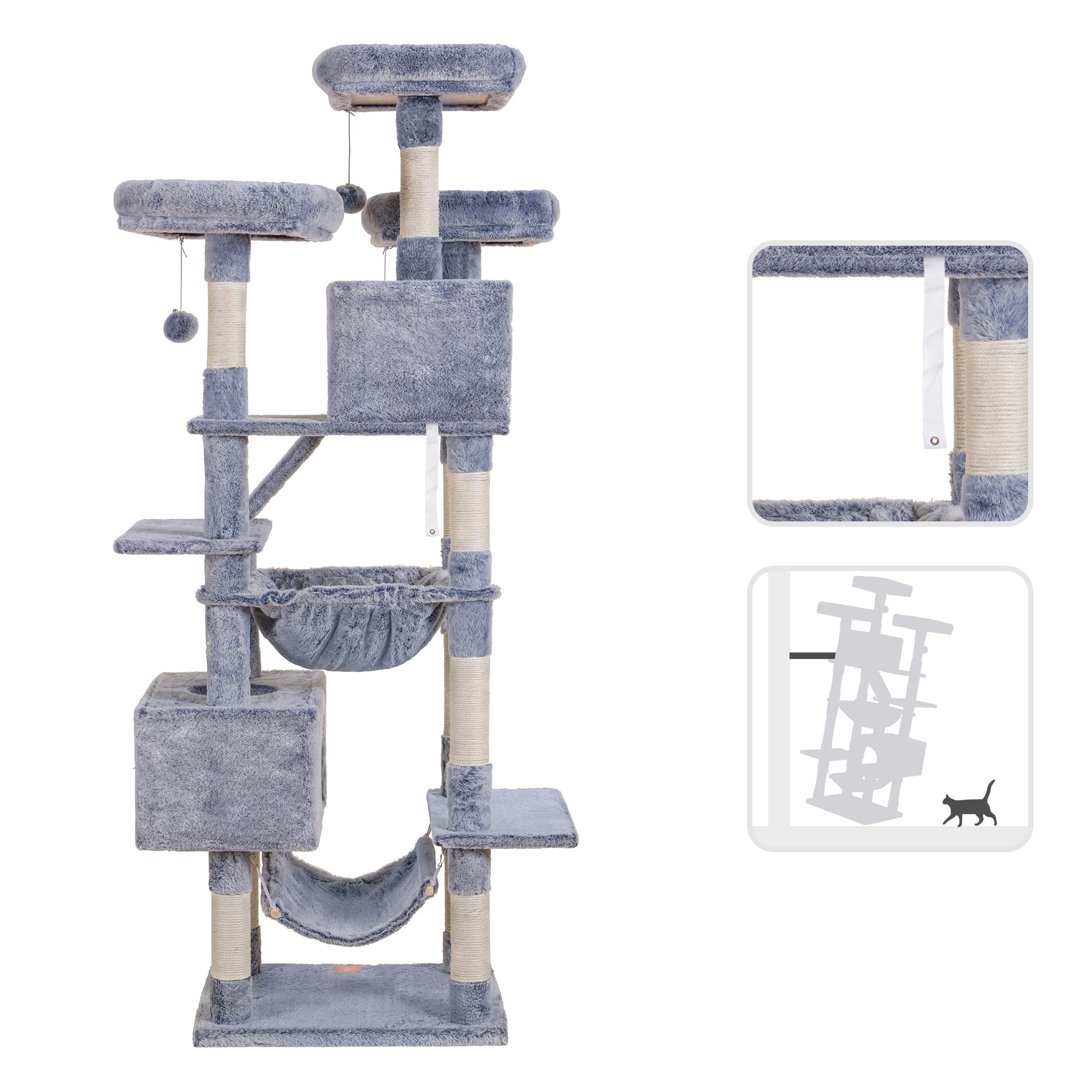 Cat Tree, 73 inches Tall Cat Tower for Large Cats 20 lbs Heavy Duty for Indoor Cats,Big