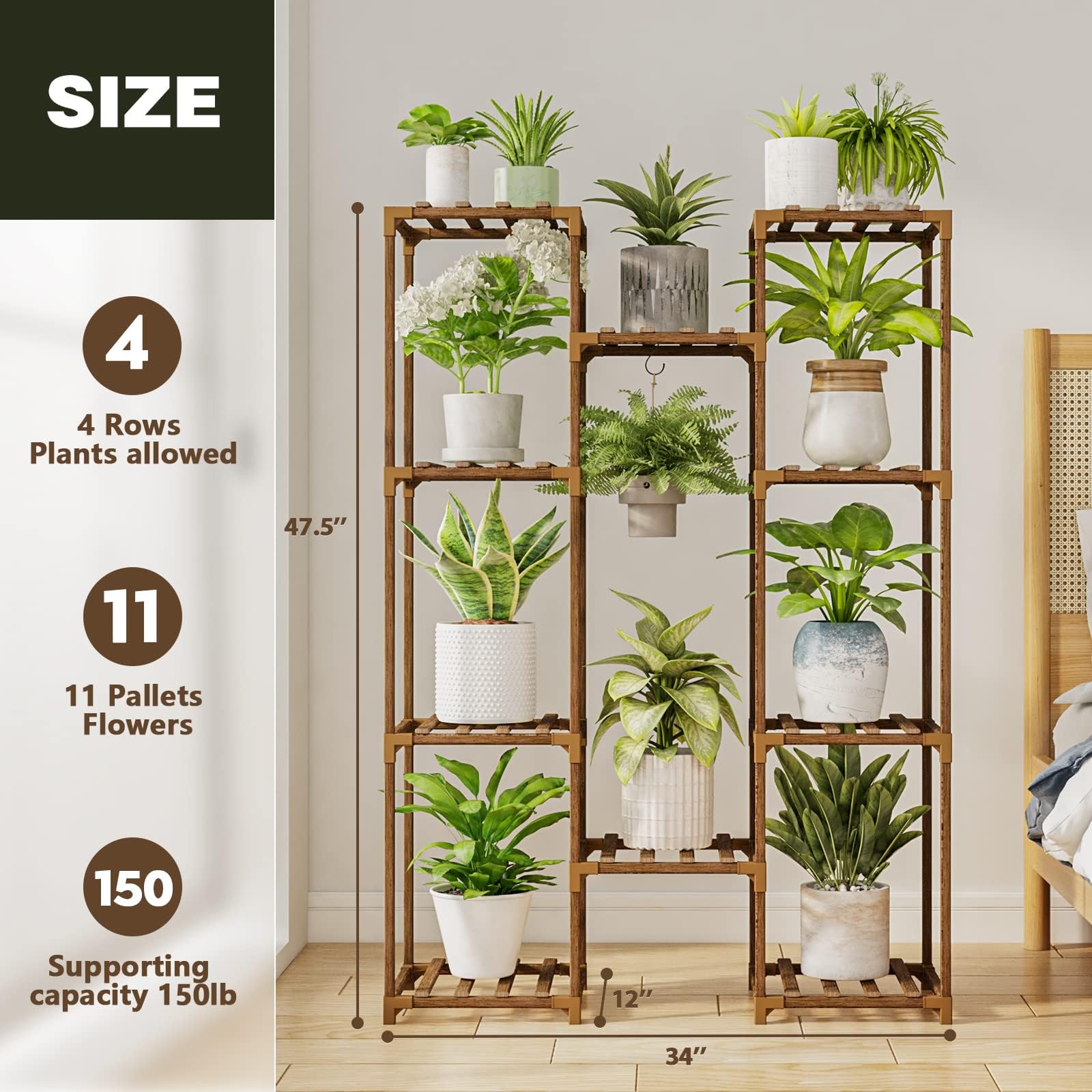 Plant Stand Outdoor Indoor Hanging Plant Shelf Tall Large Plant Holder