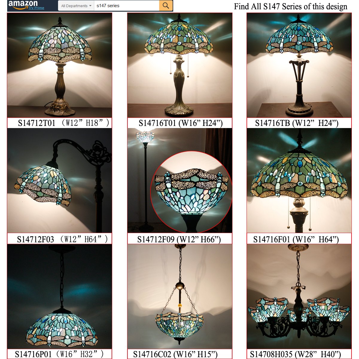 Tiffany Floor Lamp Sea Blue Stained Glass Dragonfly Arched Lamp 12X18X64 Inches