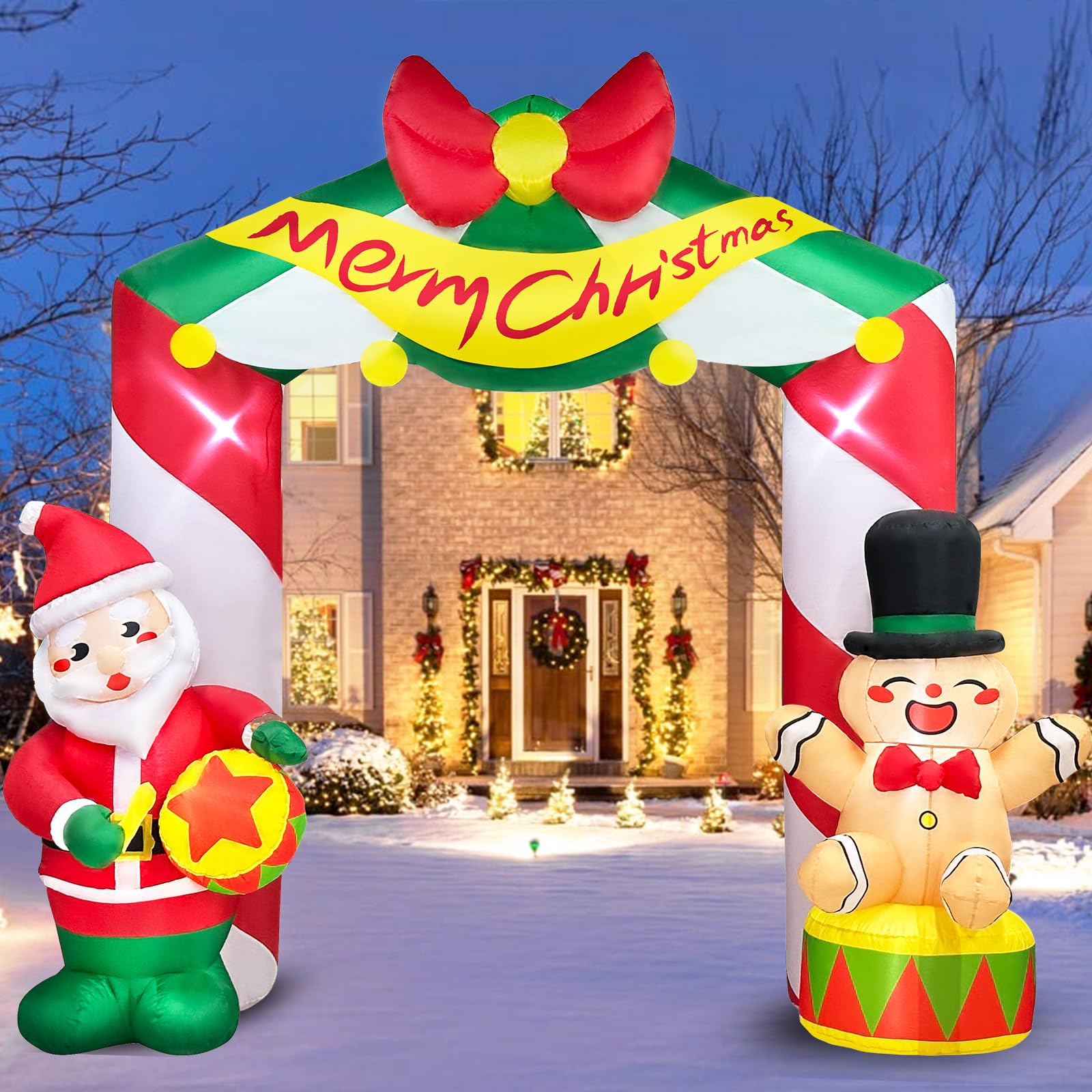 10 FT Christmas Inflatables Arch Outdoor Decorations, Christmas Archway Inflatable